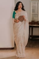 Cream Tussar Silk Traditional Woven Saree