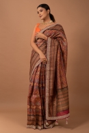 Maroon Tussar Silk Printed Saree
