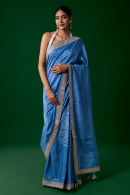 Light Blue Kora Silk Saree with Gota Patti Work