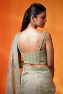 Light Green Organza Saree with Bead Worked Border