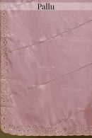 Rose Pink Embellished Saree in Organza Tissue with Cutdana and Mirror Work