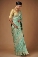 Mint Green Traditional Woven Saree in Muga Silk