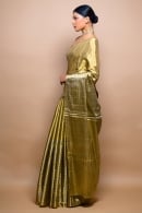 Golden and Grey Shimmer Woven Stripes Saree