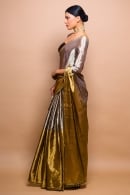 Golden and Grey Traditional Saree in Shimmer Along with Embellished Cutdana Lace