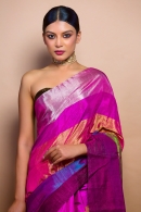 Multi Colored Woven Saree in Cotton with Tassles