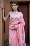 Pink Sequins and Cutdana Work Saree in Organza with Embellished Border