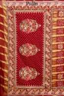 Maroon Traditional Bridal Gharchola Saree in Gaji Silk with Floral and Peacock Motifs