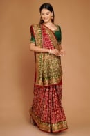 Maroon Traditional Gharchola Saree in Silk with All Over Embroidery