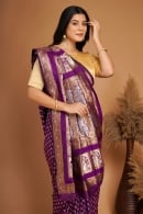 Violet Purple Traditional Woven Saree in Silk with Paisley and Human Inspired Motifs Pallu
