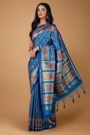 Sky Blue Traditional Patola Woven Saree in Silk