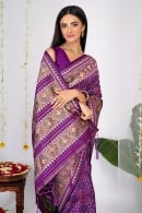 Violet Purple Traditional Patola Woven Saree in Silk