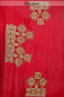 Red Checks Traditional Gharchola Saree in Silk with Embroidery and Mirror Work