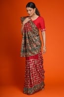 Maroon Gharchola Saree in Silk with All Over Embroidery