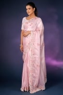 Light Pink Organza Saree with Floral Butta and Border