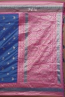Blue Art Silk Paisley Motifs Saree with Contrast Border and Pallu