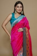 Rani Pink Art Silk Paithani Woven Saree