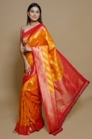 Orange Art Silk Woven Saree