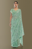 Sea Green Georgette Saree with Sequins Work