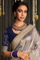 Silver Shimmer Tissue Embroidered Saree