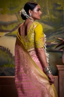 Pink Banarasi Silk Leheriya Woven Saree