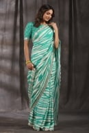 Printed Saree in Muslin with Applique and Cutdana Border