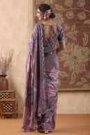 Heather Purple Sequinned and Printed Saree in Muslin