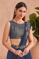 Fancy Layered Lehenga Saree in Organza Silk with Sequinned Blouse and Belt