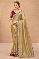 Golden Organza Saree with Contrast Lace