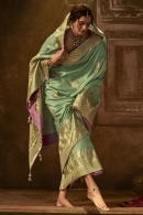 Sea Green Traditional Woven Saree in Silk