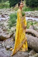 Yellow Viscose Georgette Saree with Embroidered Peacock Motifs