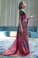 Multi Colored All Over Woven Saree in Art Silk with Floral and Paisley Motifs