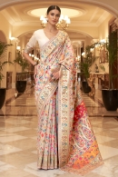 Art Silk Floral Jaal Woven Saree with Paisley Motifs