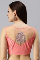 Pink Lycra Net Embroidered Blouse