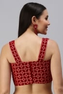 Red Velvet Embroidered Blouse
