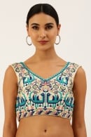 Peacock Motifs Embroidery Blouse in Silk