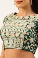 Round Neckline Blouse in Silk with Embroidery