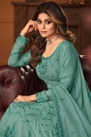 Shamita Shetty Sea Green Georgette Anarkali Suit