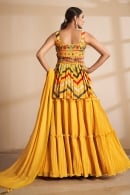 Yellow Georgette Zigzag Embroidered Lehenga Suit