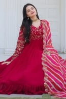 Pink Flared Anarkali Suit with Sequin Embroidery