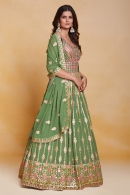Pleated Sequin Embroidery Anarkali Suit in Georgette