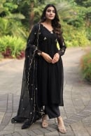 Georgette Pleated Embroidery Sequin Suit
