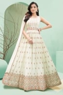 Pearl White Sequin Embroidered Pleated Anarkali Suit