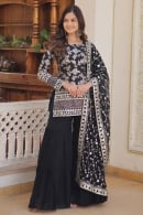 Georgette Floral Weave Sharara Suit with Sequin Embroidery