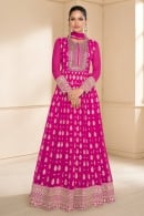 Pink Georgette Sequinned Anarkali Suit with Handworked Bodice