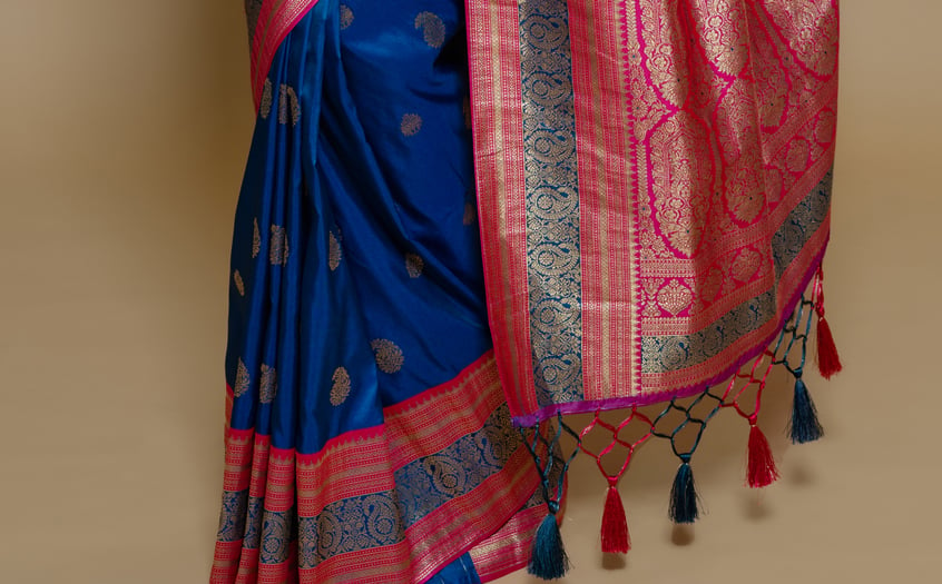 blue art silk saree