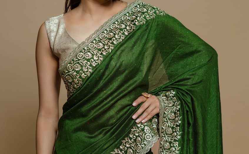 dark green saree