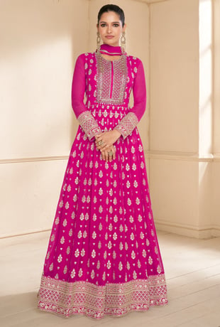 Pink Sequins Anarkali Suit